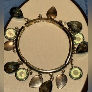 Elegant Gold and Green Charm Bracelet